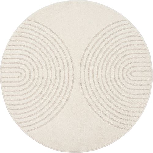 Tapis Elisa Design Géométrique, Crème, 120 Cm Ronde