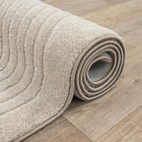 Tapis Elisa Design Géométrique, Beige, 120 Cm Ronde