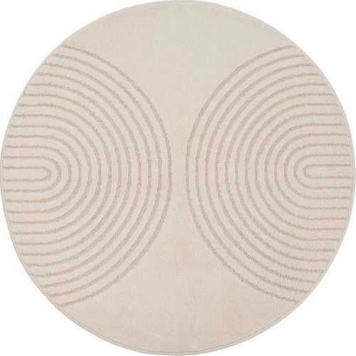 Tapis Elisa Design Géométrique, Beige, 120 Cm Ronde