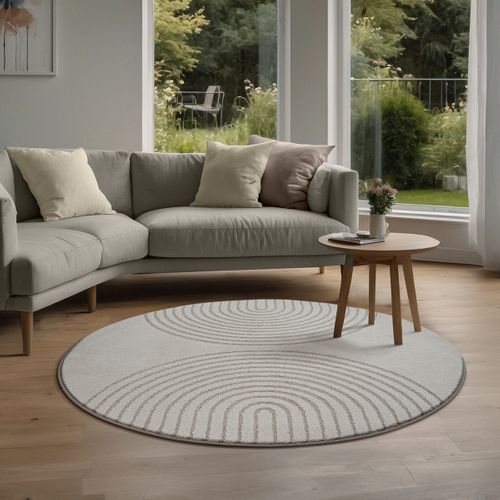 Tapis Elisa Design Géométrique, Gris, 120 Cm Ronde