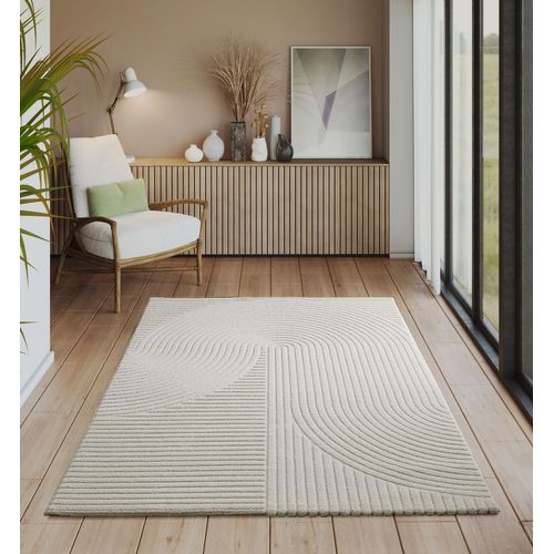 Tapis Everest Moderne Effet Haut-bas 3d - Crème - 160x230 Cm