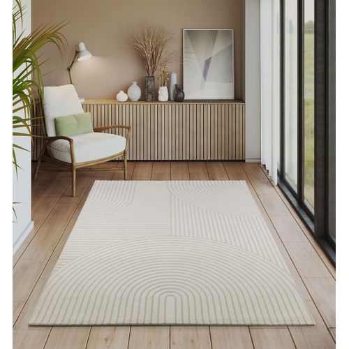 Tapis Everest Moderne Effet Haut-bas 3d - Crème - 160x230 Cm