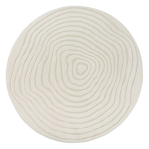 Tapis Everest Moderne Effet Haut-bas 3d - Crème - 120 Cm Ronde