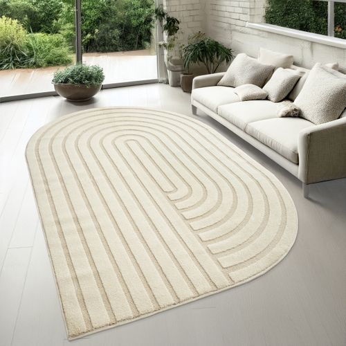 Tapis Everest Moderne Effet Haut-bas 3d - Crème - 160x230 Cm