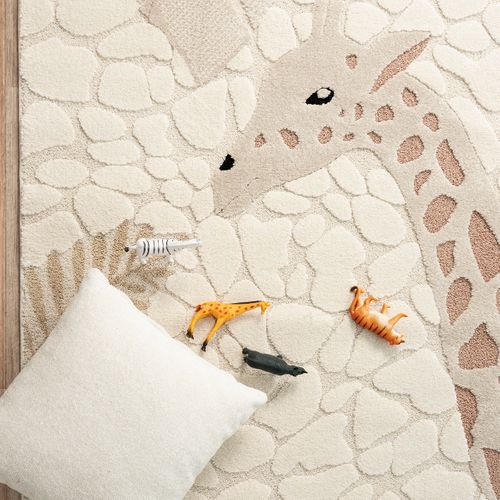 Tapis Jungle Kids Chambre Enfant 3d Résistant - Crème - 80x150 Cm