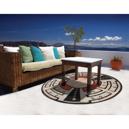 Tapis Pour Intérieur Et Extérieur Aurora Diam 80 Cm - Beige