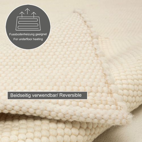 Tapis Réversible En Laine Alpen 90x160 Cm - Beige