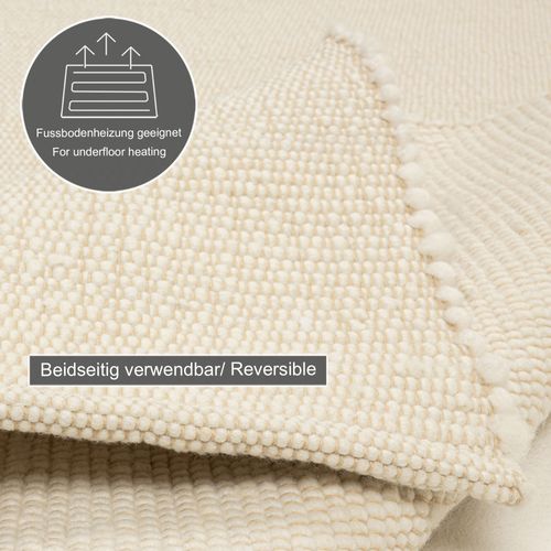 Tapis En Laine Réversible Alm-glück 70x130 Cm - Beige