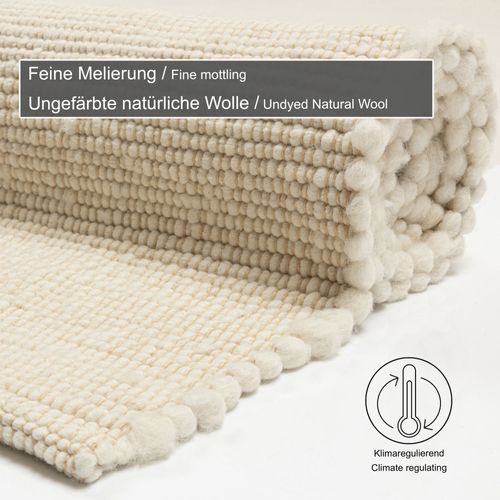 Tapis En Laine Réversible Alm-glück 90x160 Cm - Beige