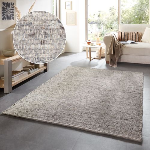 Tapis En Laine Réversible Alm-glück 160x230 Cm - Gris