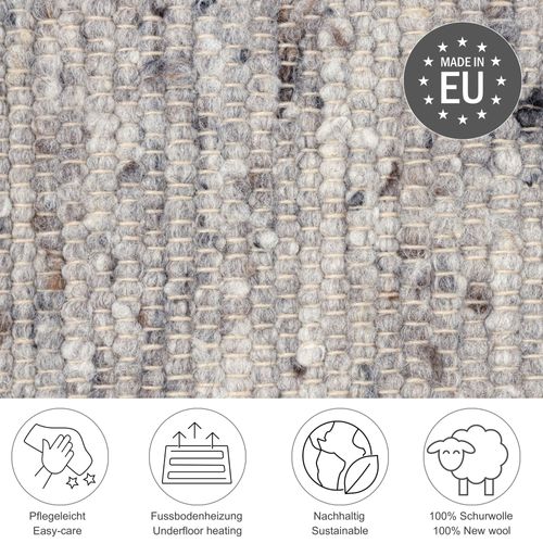 Tapis En Laine Réversible Alm-glück 160x230 Cm - Gris