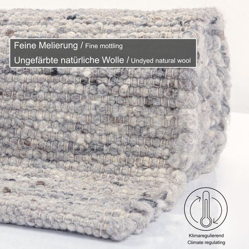 Tapis En Laine Réversible Alm-glück 160x230 Cm - Gris