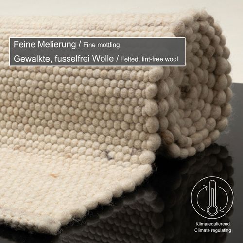 Tapis Réversible En Laine Alpen 140x200 Cm - Crème