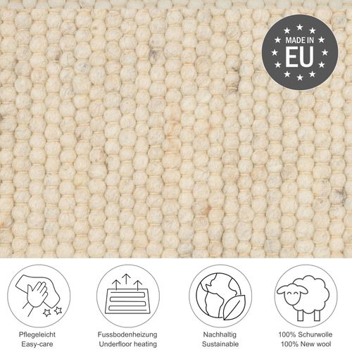 Tapis Réversible En Laine Alpen 190x290 Cm - Crème