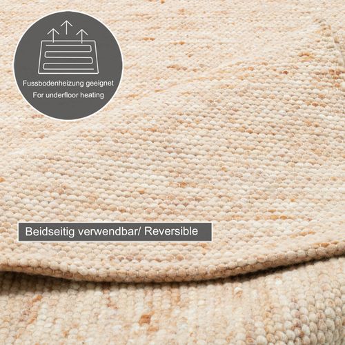 Tapis Réversible En Laine Alpen 90x160 Cm - Beige Foncé
