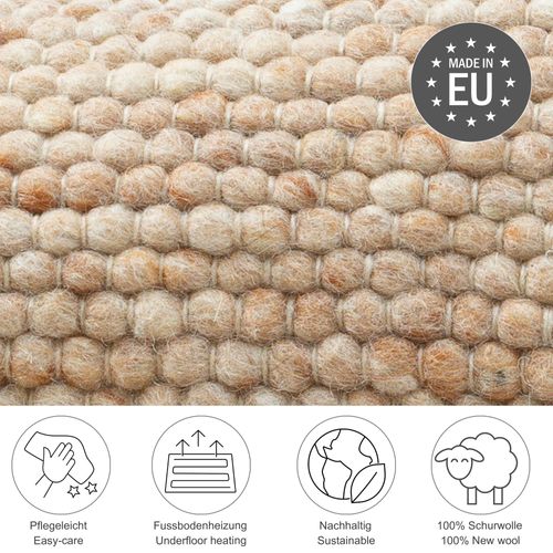 Tapis Réversible En Laine Alpen 120x180 Cm - Beige Foncé