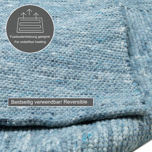 Tapis Réversible En Laine Alpen 90x160 Cm - Bleu