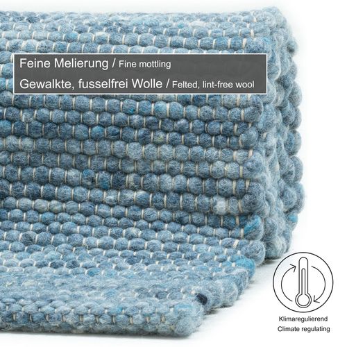 Tapis Réversible En Laine Alpen 90x160 Cm - Bleu