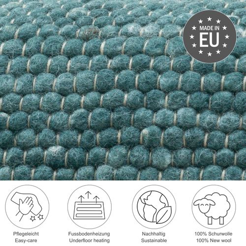 Tapis Réversible En Laine Alpen 40x60 Cm - Bleu Pétrole
