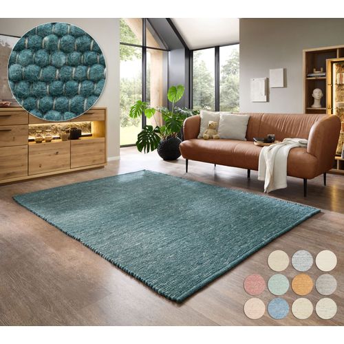 Tapis Réversible En Laine Alpen 120x180 Cm - Bleu Pétrole