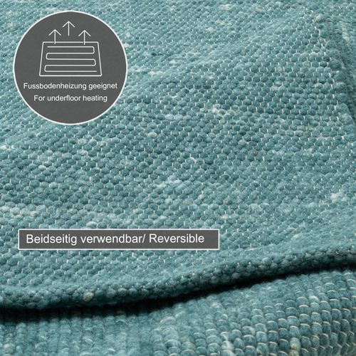 Tapis Réversible En Laine Alpen 140x200 Cm - Bleu Pétrole