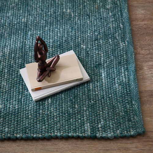 Tapis Réversible En Laine Alpen 190x290 Cm - Bleu Pétrole