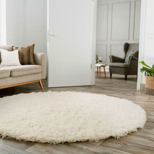 Tapis Flokati Grec Original Flokos 1250 Diam 120 Cm - Crème