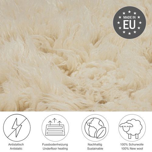 Tapis Flokati Grec Original Flokos XXL 200x200 Cm - Crème