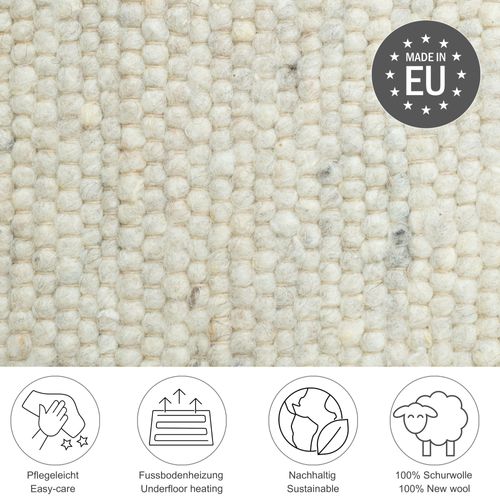 Tapis En Laine Réversible Alm-glück 200x250 Cm - Crème