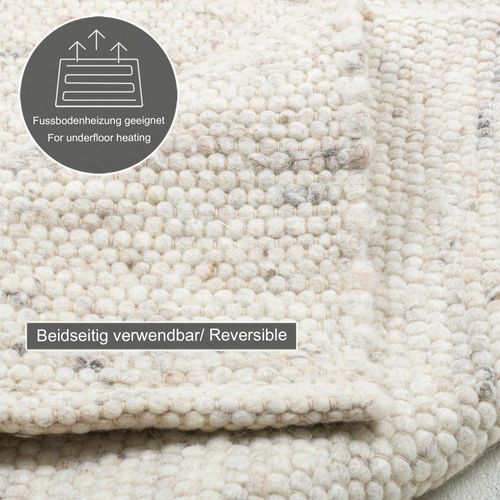 Tapis En Laine Réversible Alm-glück 250x300 Cm - Crème