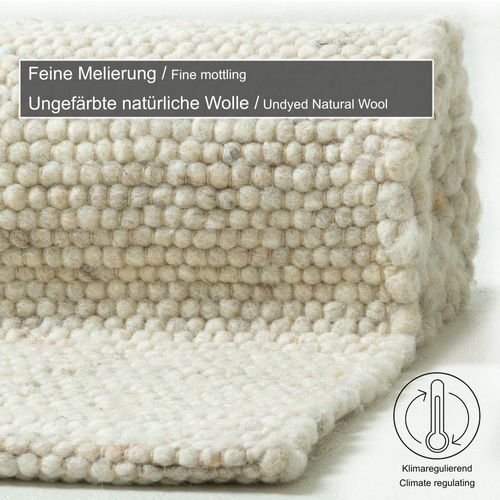 Tapis En Laine Réversible Alm-glück 250x300 Cm - Crème