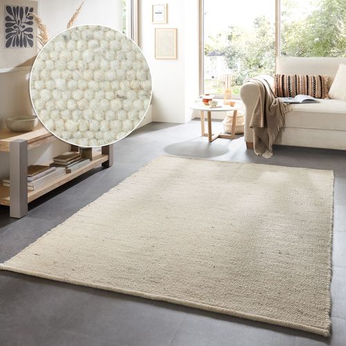 Tapis En Laine Réversible Alm-glück 290x390 Cm - Crème