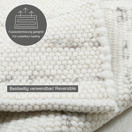 Tapis En Laine Réversible Alm-glück 250x350 Cm - Beige