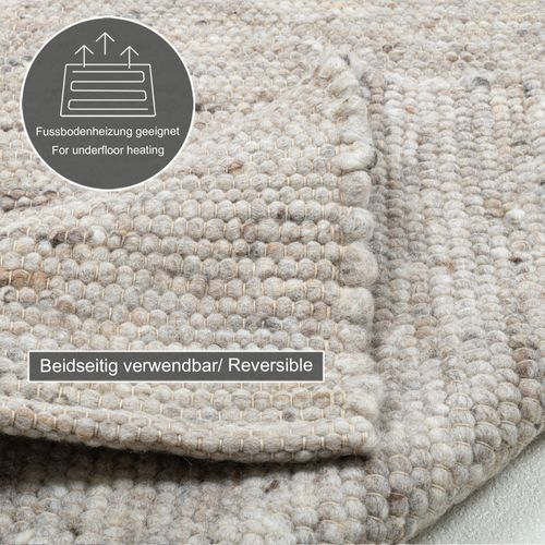 Tapis En Laine Réversible Alm-glück 290x390 Cm - Sable