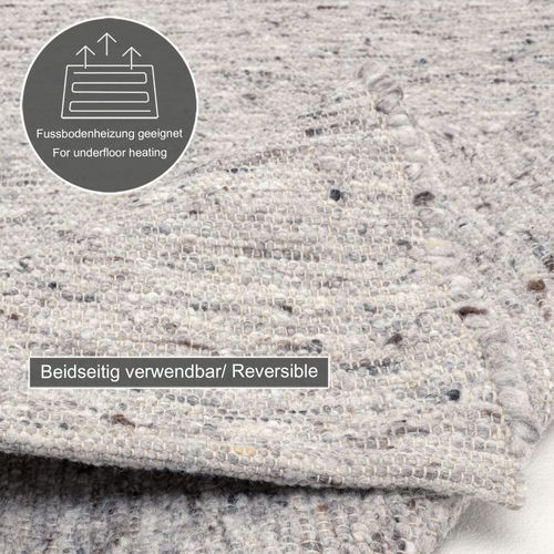 Tapis En Laine Réversible Alm-glück 290x390 Cm - Gris