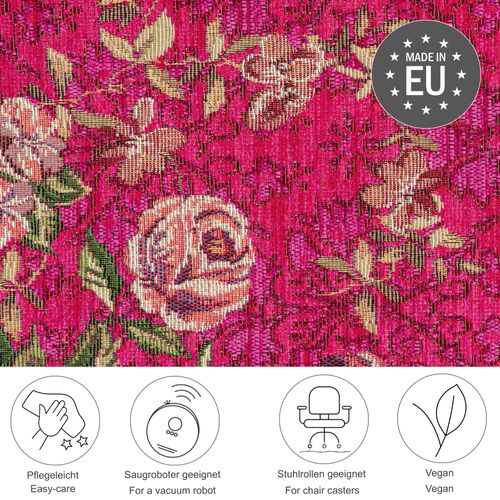 Tapis Floral Tissé Plat Flomi 60x90 Cm - Rose