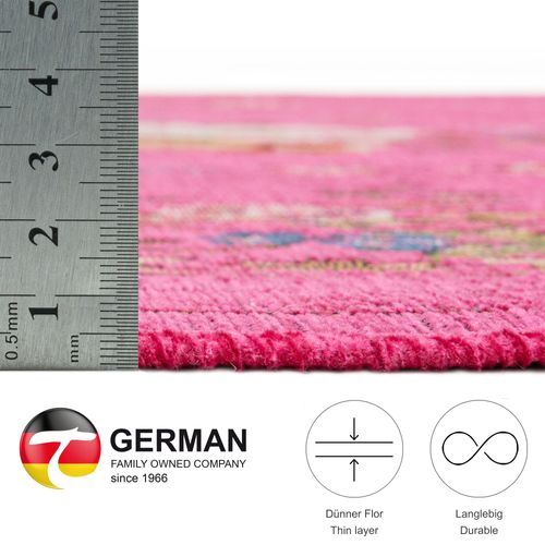 Tapis Floral Tissé Plat Flomi 60x90 Cm - Rose