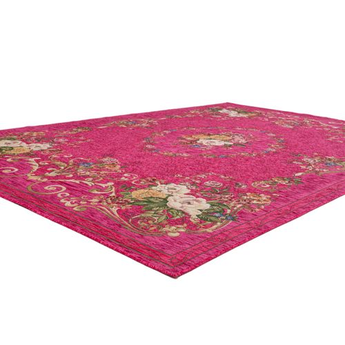 Tapis Floral Tissé Plat Flomi 70x120 Cm - Rose