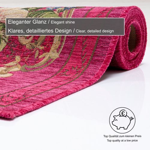 Tapis Floral Tissé Plat Flomi 80x150 Cm - Rose