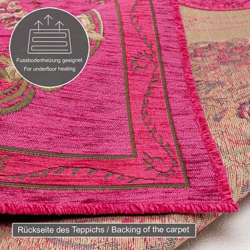 Tapis Floral Tissé Plat Flomi 120x180 Cm - Rose