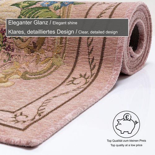 Tapis Floral Tissé Plat Flomi 160x230 Cm - Rose