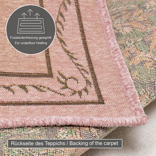 Tapis Floral Tissé Plat Flomi 200x290 Cm - Rose