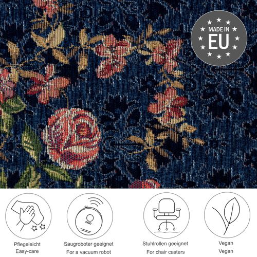 Tapis Floral Tissé Plat Flomi 60x90 Cm - Bleu