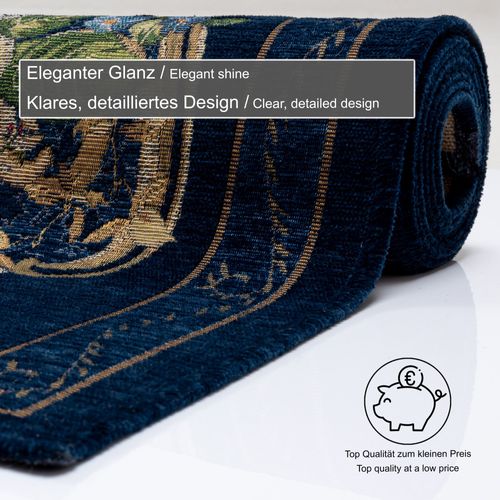 Tapis Floral Tissé Plat Flomi 120x180 Cm - Bleu