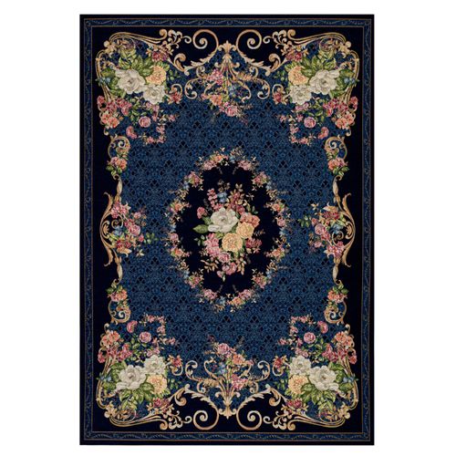 Tapis Floral Tissé Plat Flomi 160x230 Cm - Bleu