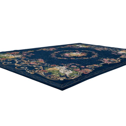Tapis Floral Tissé Plat Flomi 240x340 Cm - Bleu