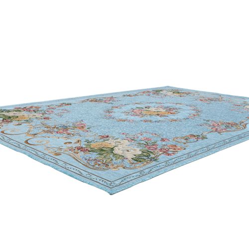Tapis Floral Tissé Plat Flomi 60x90 Cm - Turquoise