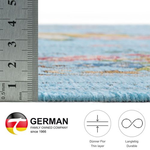 Tapis Floral Tissé Plat Flomi 60x90 Cm - Turquoise