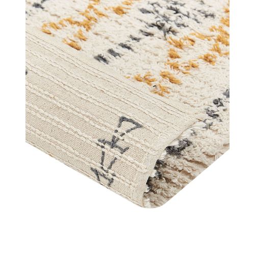 Tapis En Coton 160 X 230 Cm Beige Et Jaune Kadapa