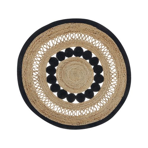 Tapis Rond En Jute D 120 Cm Beige Et Noir Yozgat